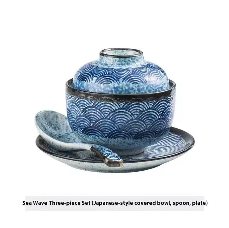 Porcelain Bowl with Lid Set - Round Kitchen Dinnerware, Multiple Colors