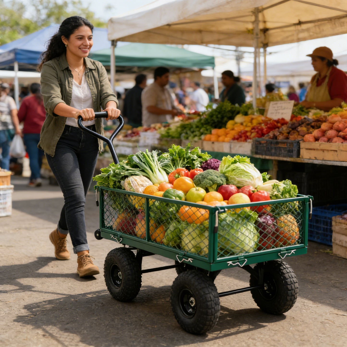 Wagon Cart Garden Trucks Make It Easier To Transport Firewood Green