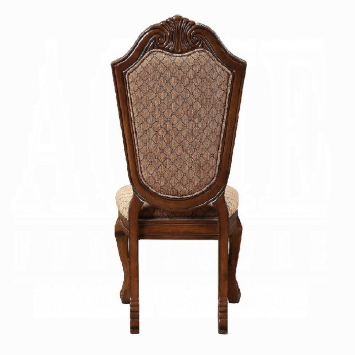 Chateau Fabric & Cherry Finish De Ville Side Chair - Set of 2