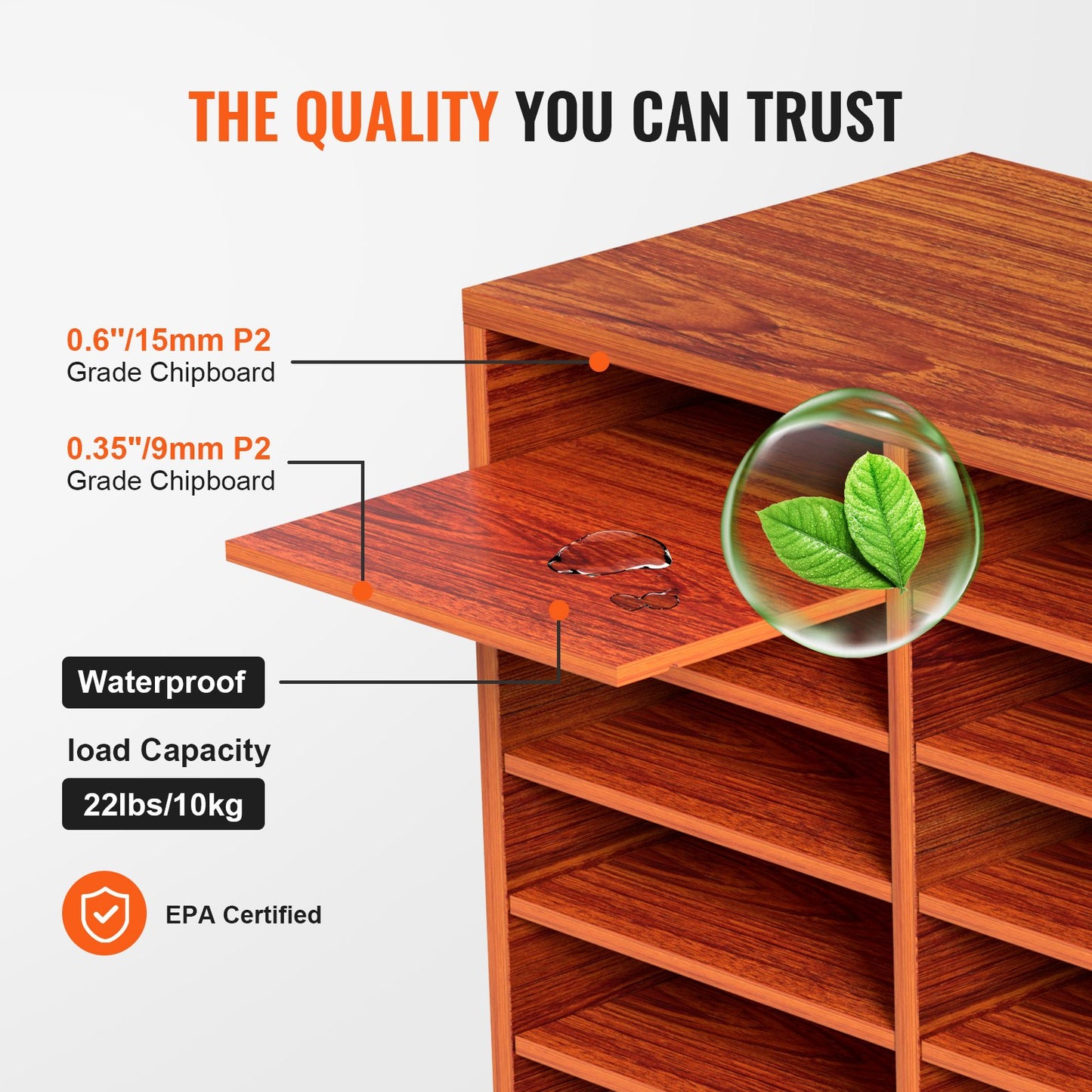 27-Compartment Wood Literature Organizer - Adjustable Storage for Files & Papers