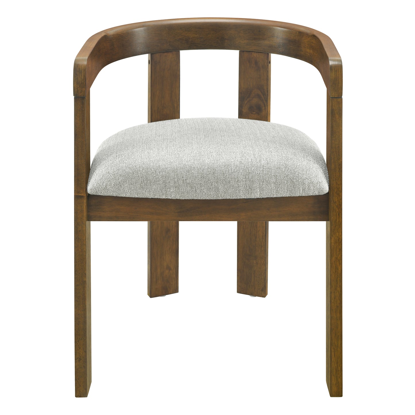 Set of 2 Modern Barrel Dining Chairs - Upholstered Rubber Wood Frame