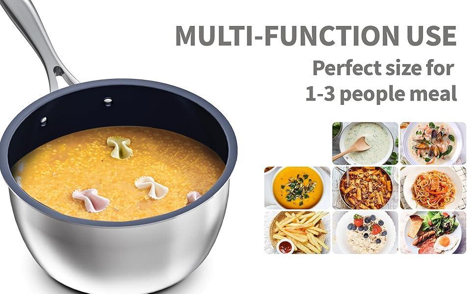 2.2 Quart Titanium Stainless Steel Non-Stick Frying Pan with Lid