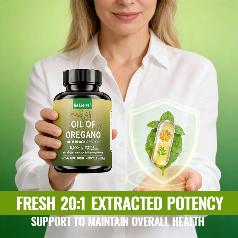 Oregano Oil & Black Seed Oil Capsules - 6000mg Herbal Supplement - 60 Count
