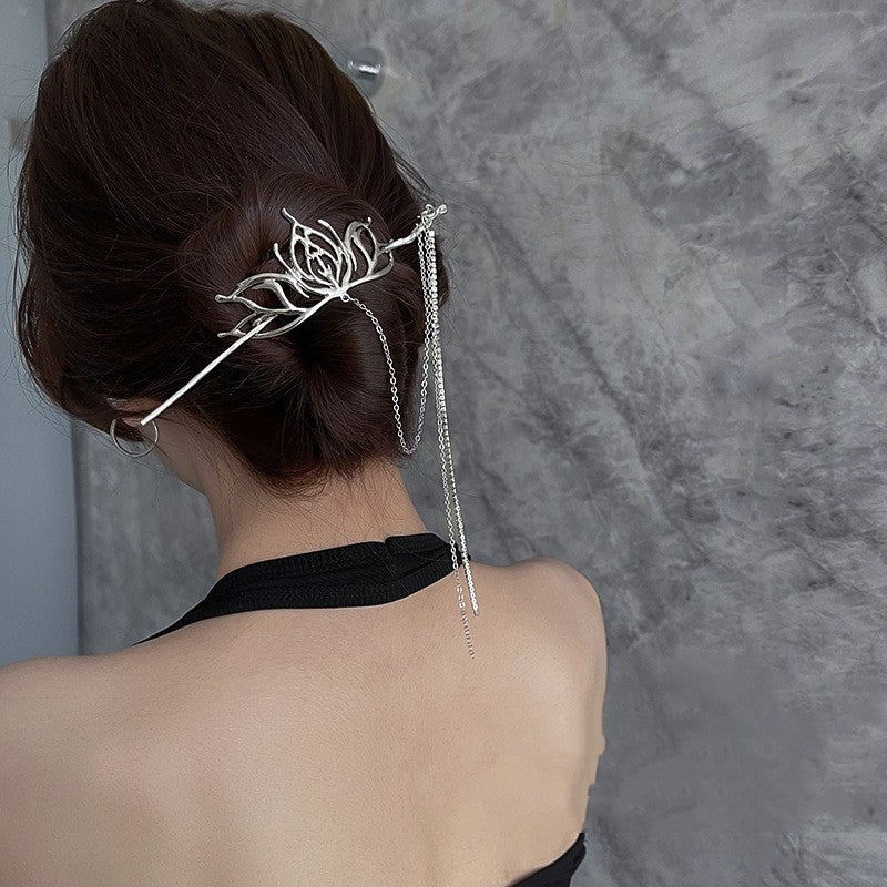 Metal Lotus Hairpin - Elegant Chinese Wind Hair Accessory for Women