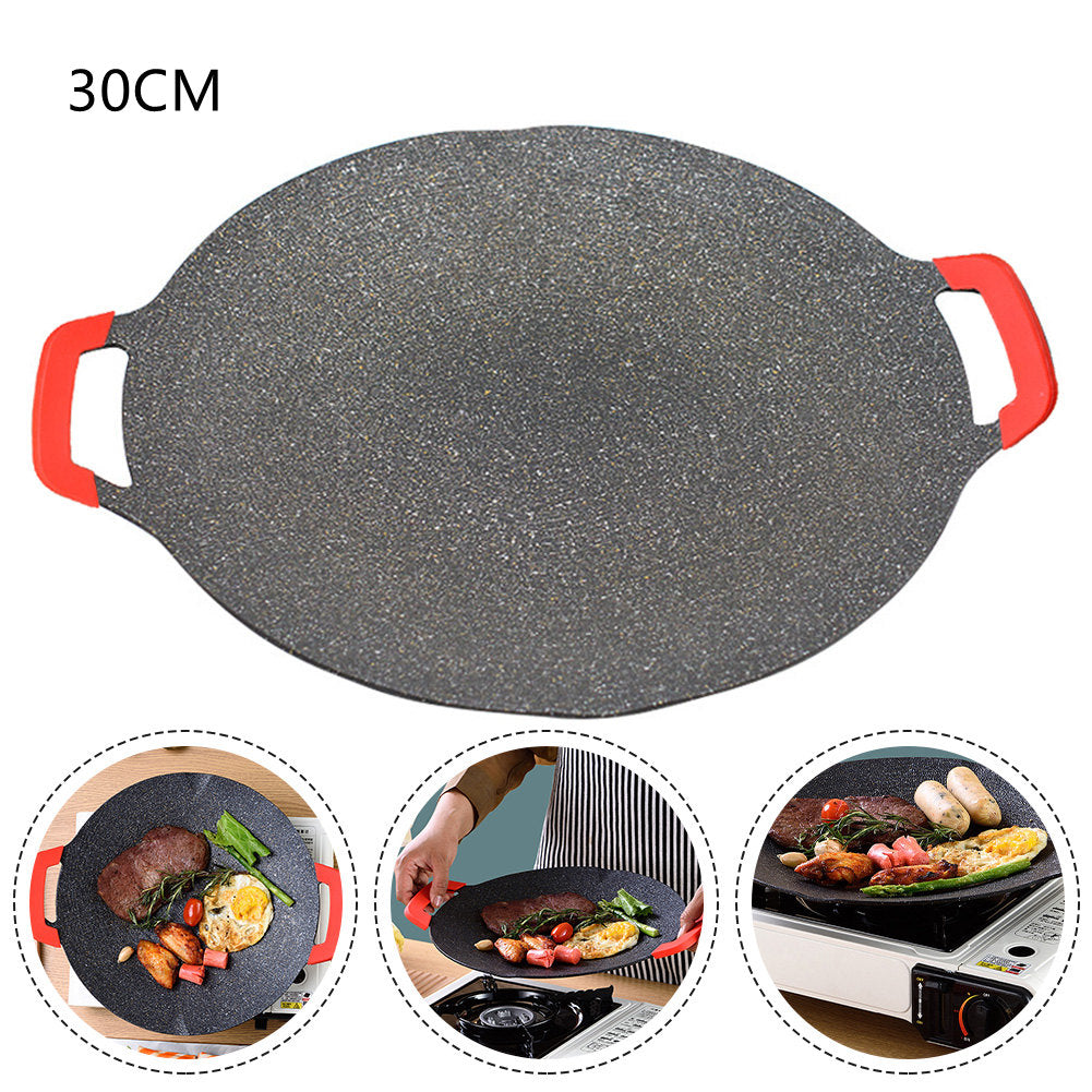 Outdoor Round Maifan Stone BBQ Plate with Silicone Cover - 30cm, 33cm, 36cm
