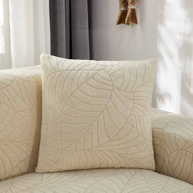 Nordic Style Jacquard Leaf Pattern Pillow Cases Set 45x45cm for Home & Bedroom
