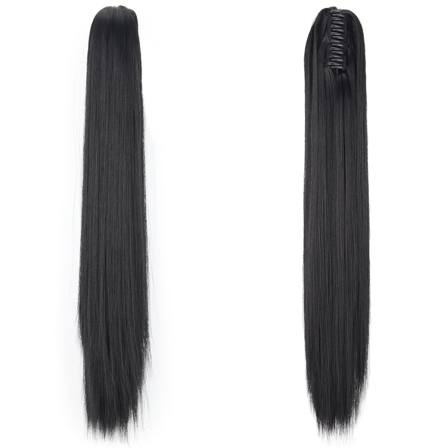 Long Straight Synthetic Wig with Ponytail Claw Clip - Chemical Fiber Hair Extension