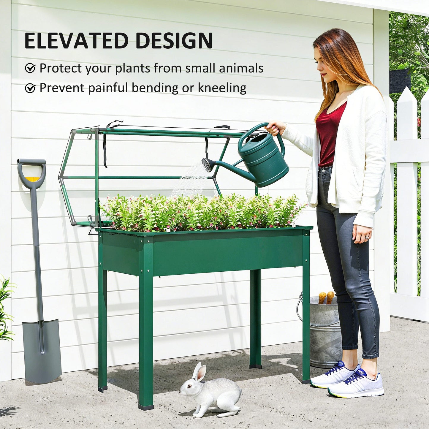 Raised Garden Bed with Greenhouse Cover - Elevated Vegetable Planter 1100x510 mm