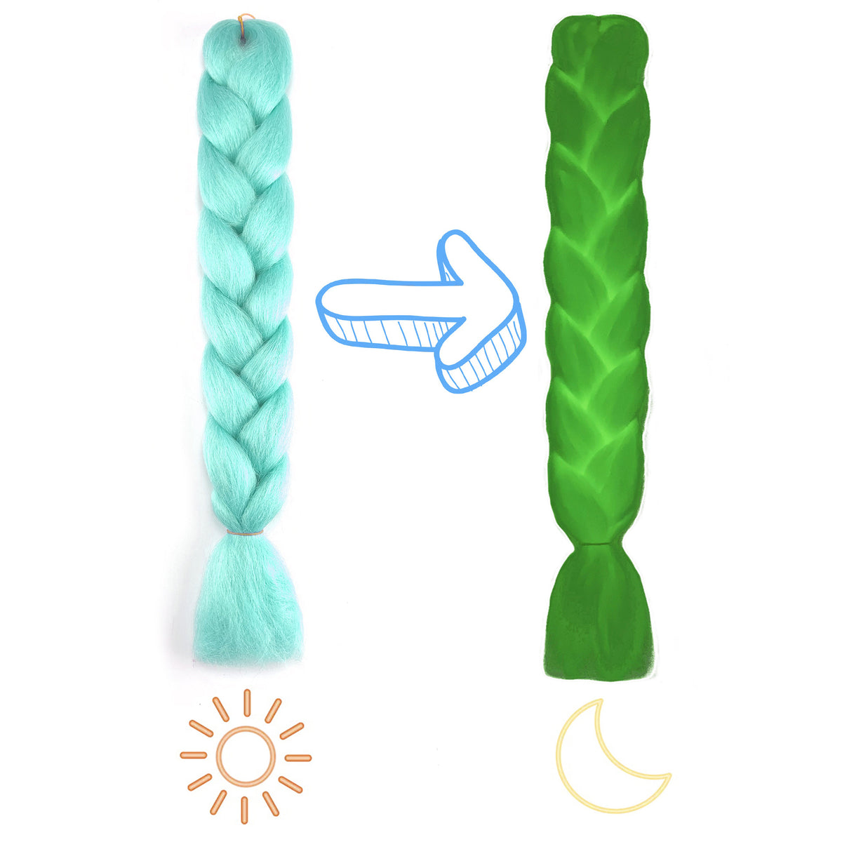 Fluorescent Chemical Fiber Wig Big Braid - Luminous Hair Weave with Color Options