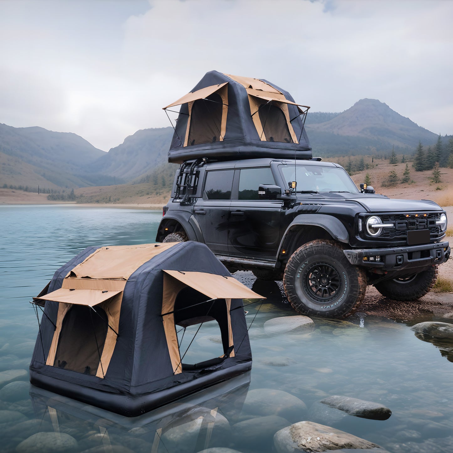 Amphibious Inflatable Car Roof Tent - Quick Setup & Versatile