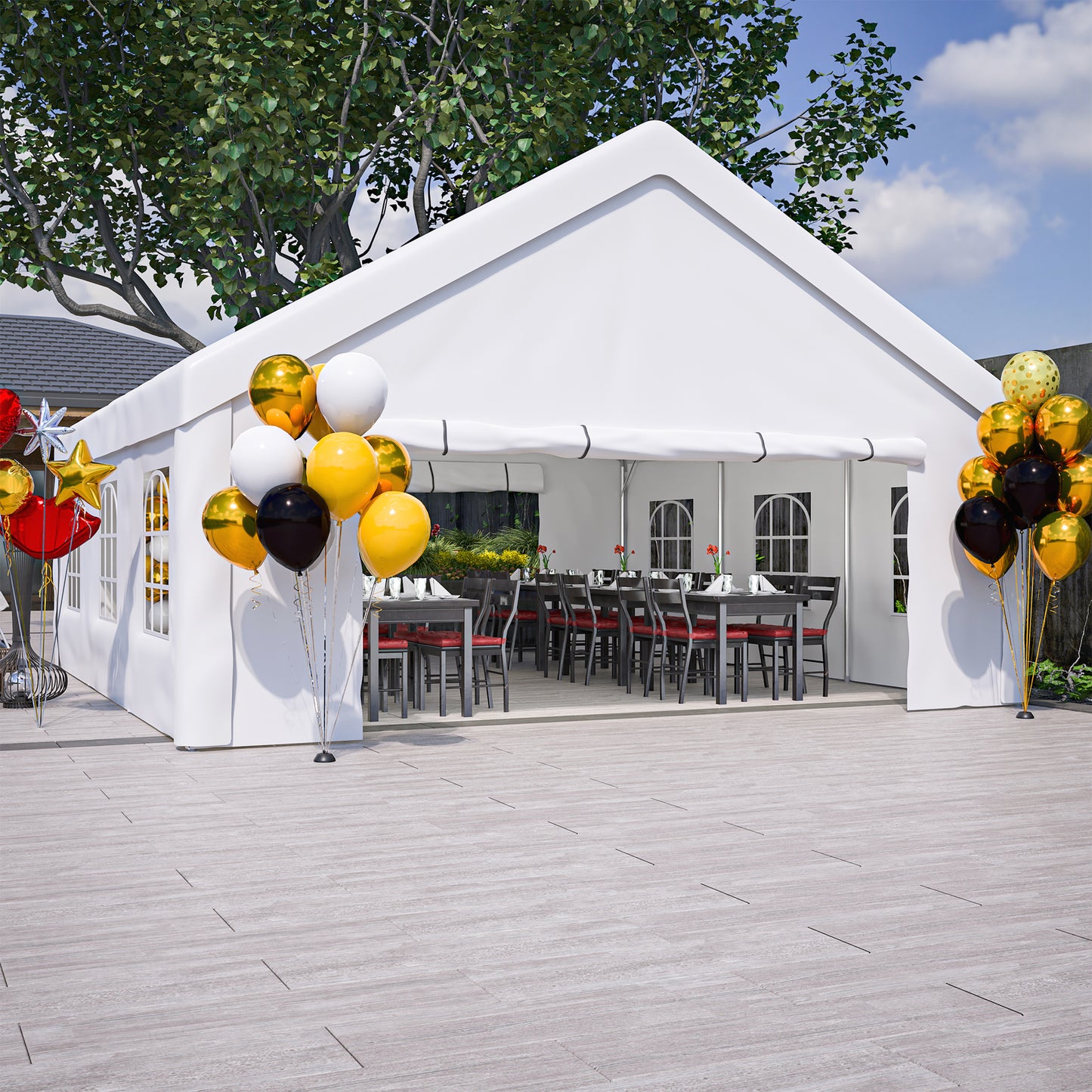 20x20 FT Outdoor Party Tent with Removable Sidewalls - White