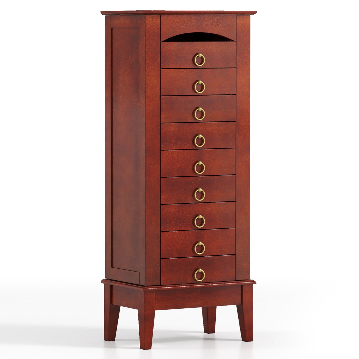 Jewelry Storage Cabinet with 9 Drawers and Flip Top Mirror