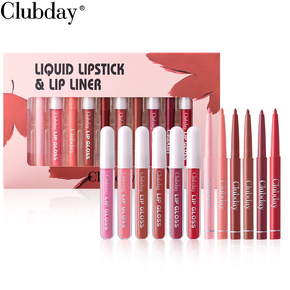 Velvet Matte Lip Glaze and Lip Liner Pen Set - 12 Piece Makeup Collection