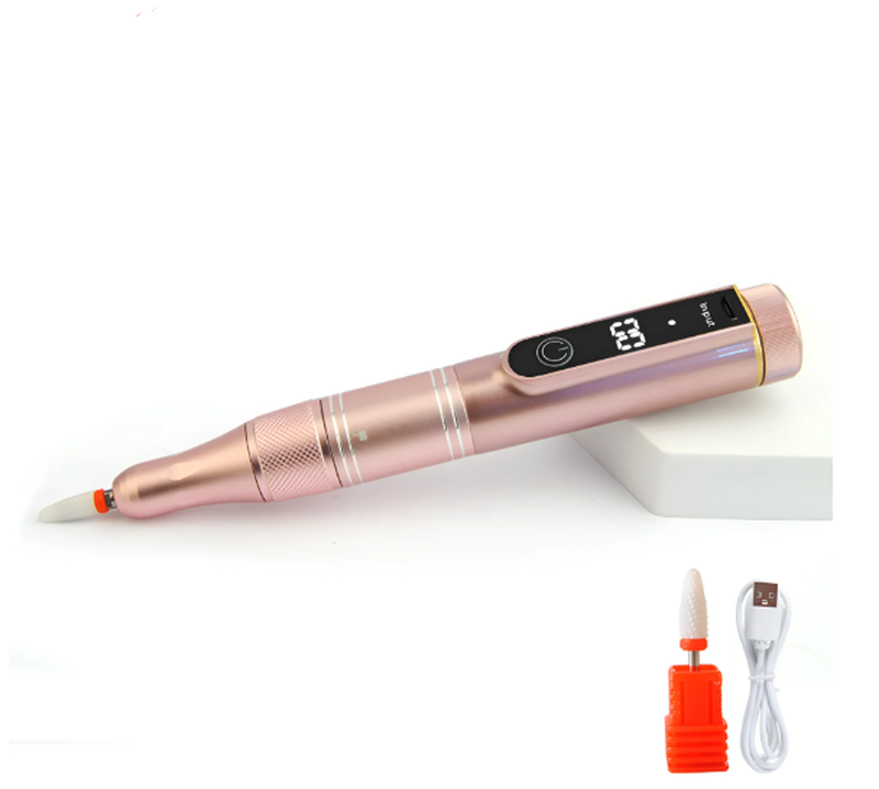 Electric Nail Sander Polisher - USB Rechargeable Dead Skin Remover, Pink
