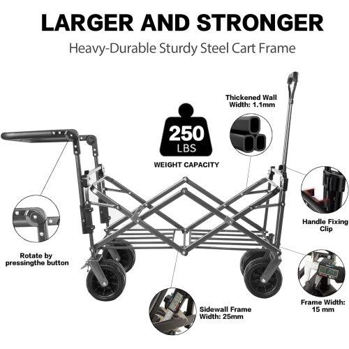 140L Foldable All-Terrain Utility Wagon with Removable Canopy, Brakes & Ice Pack