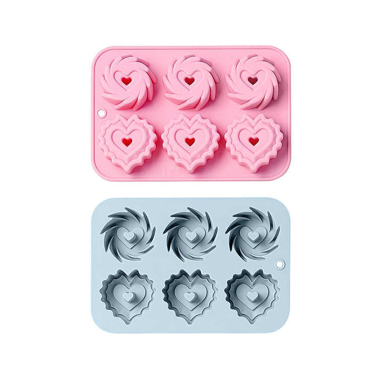 6-Piece Spiral Cake Mold Donut Set Silicone Baking Mold Kitchen Decor