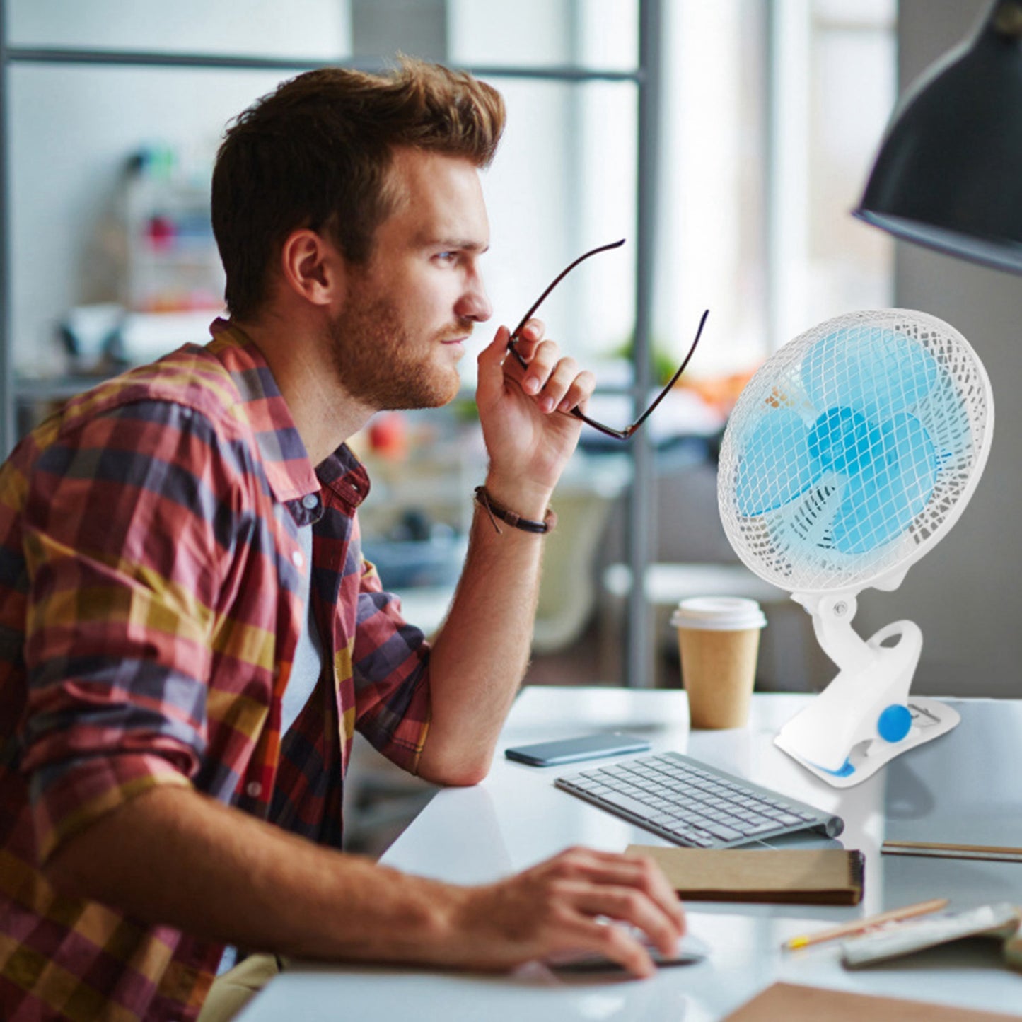 Clip On Desk Fan with 2 Speed Settings, Adjustable Tilt, Quiet Operation, Wall Mount & Clamp - White