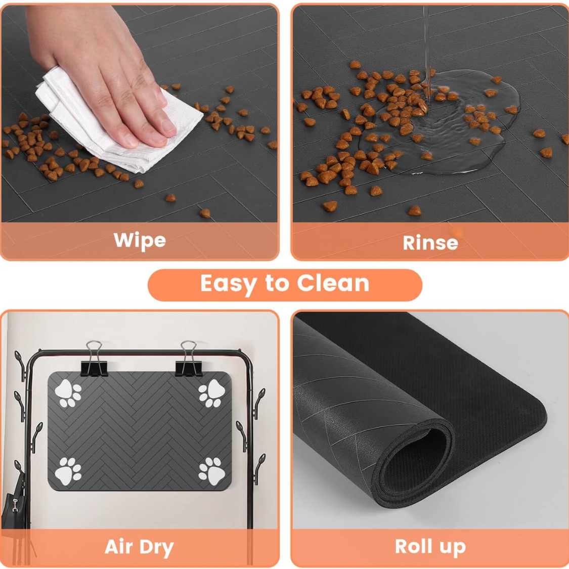 Pet Feeding Mat with Waterproof Rubber Backing - Absorbent & Non-Slip for Dogs & Cats