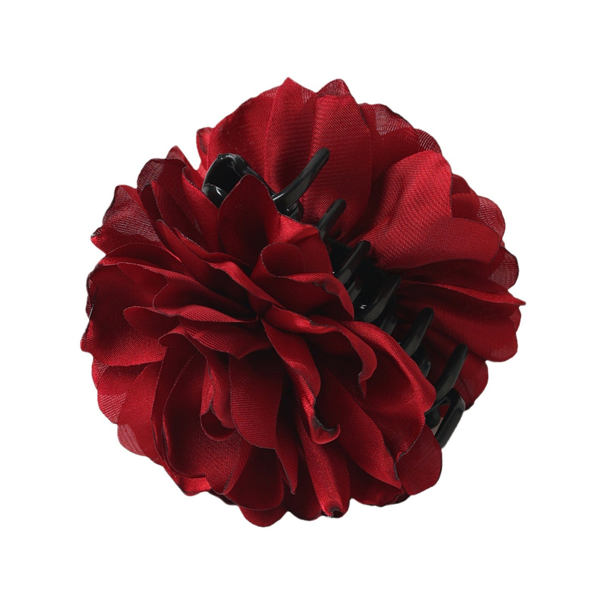 Minimalist Satin Camellia Hair Clip for Women - Large French-Style Gripper