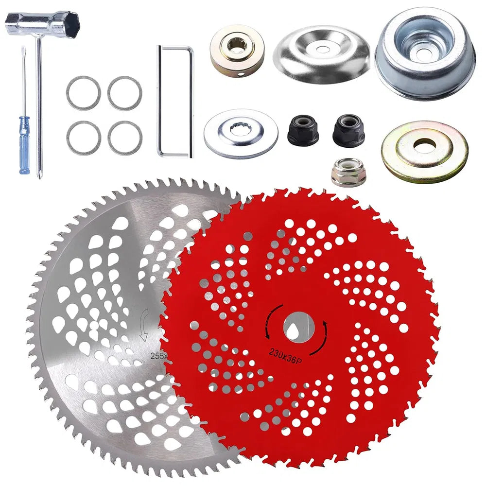 Power Tool Carbide Tip Brush Cutter Blades Set - Compatible with Trimmers & Weed Eaters