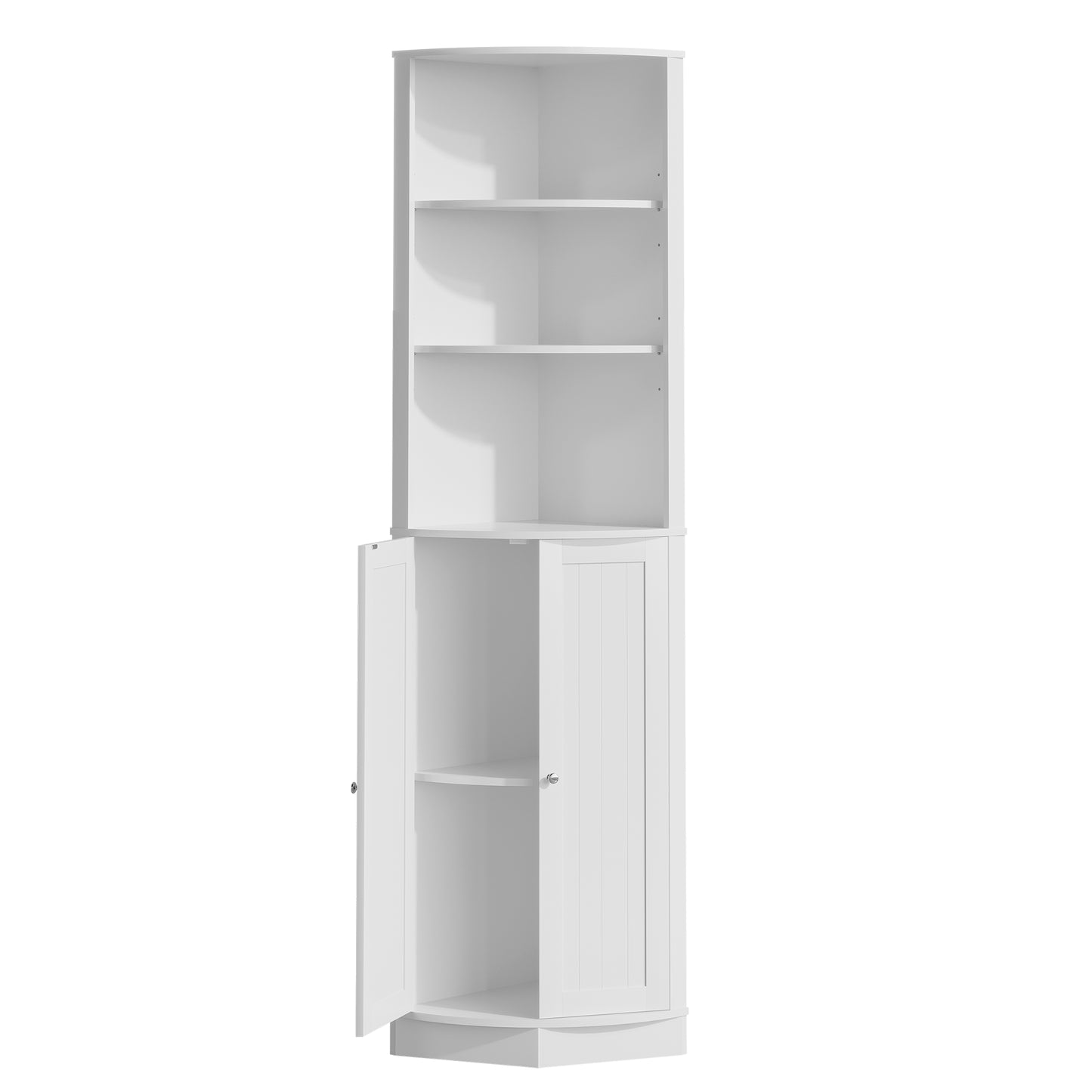 67" Tall Corner Cabinet with 2 Doors and Adjustable Shelves - White