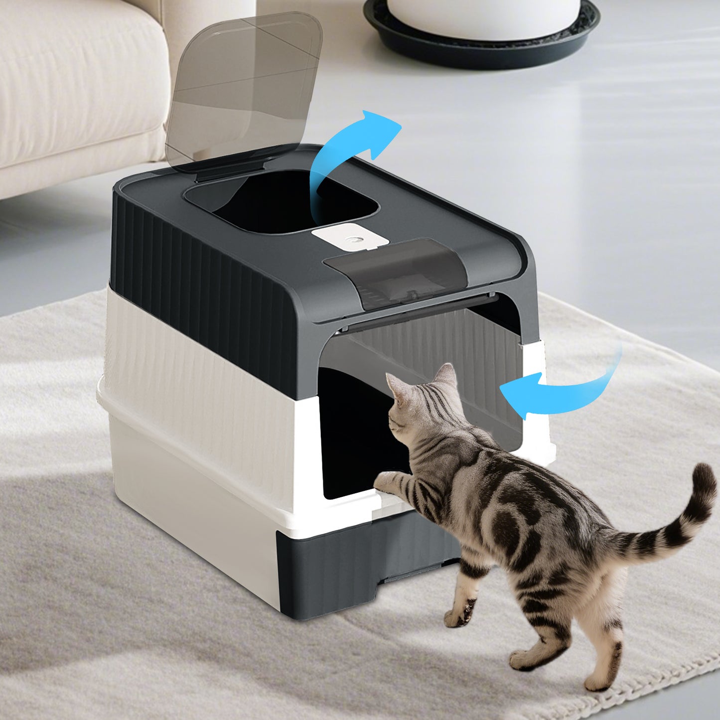 Self Pickup Cat Litter Box with Magic Cube Design - Multiple Colors Available