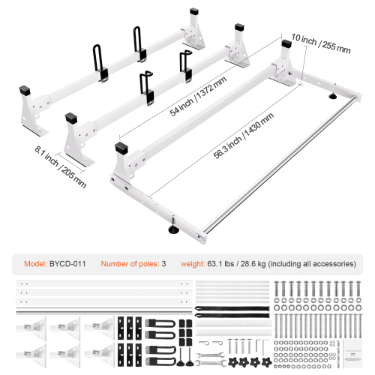 Trailer Ladder Rack for Ford Transit Custom 2013-2024 - White