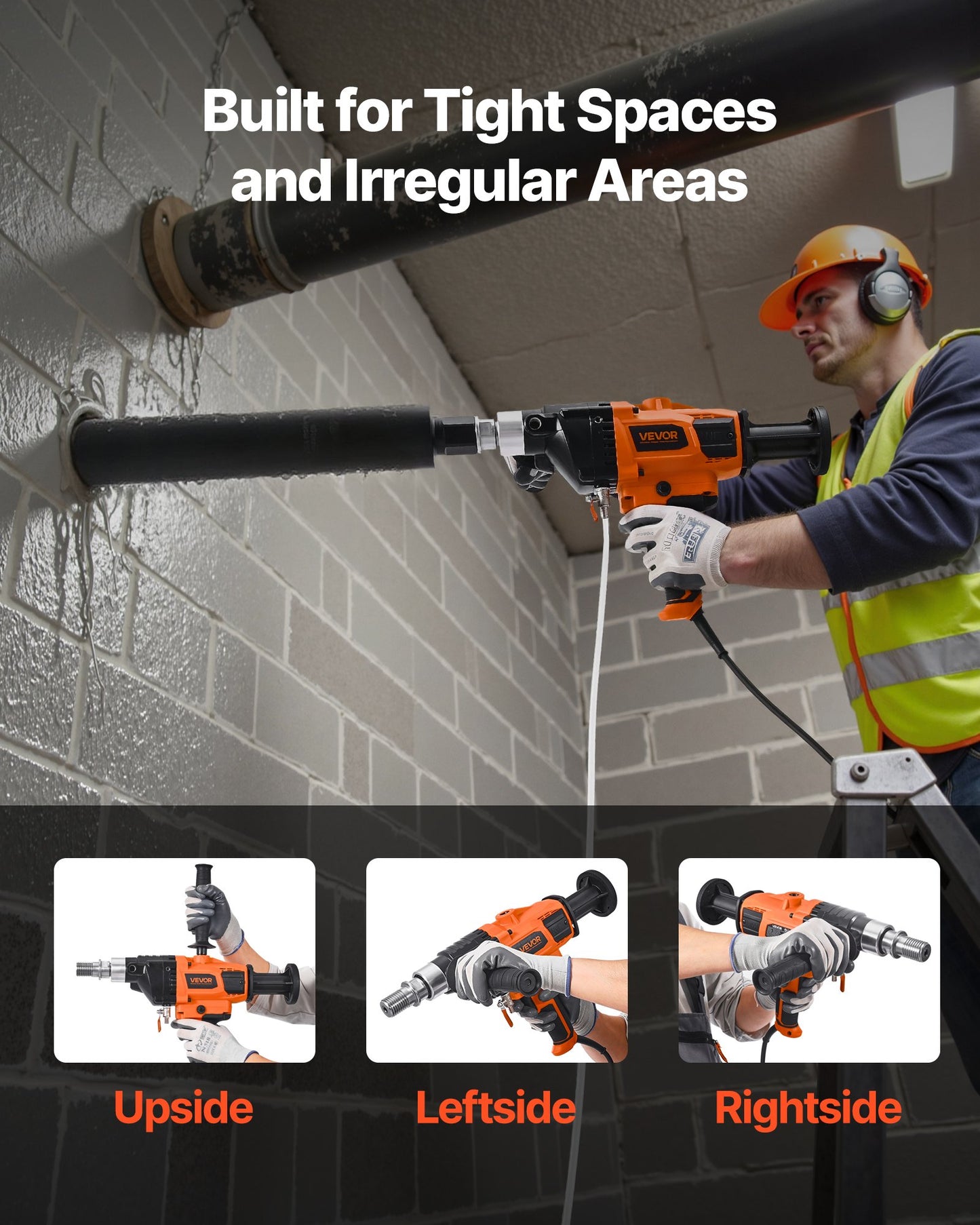 2000W Handheld Concrete Core Drill Machine with Variable Speed 6.3 Inch