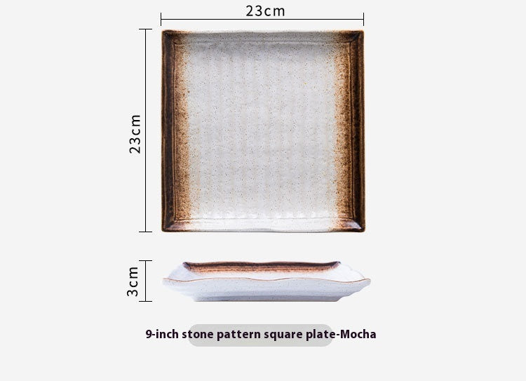 Ceramic Sushi Plate - 9-Inch Square Porcelain Tableware for Kitchen & Dining