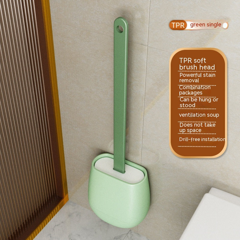 Silicone Toilet Brush Set with Long Handle and No Dead Angle Cleaning