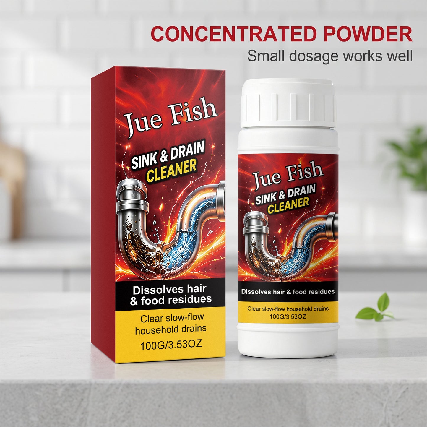 Drain Cleaning Powder - Anti-Clogging, Deodorizing & Unclogging Agent 100g
