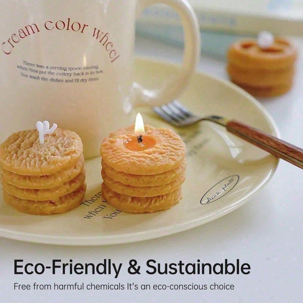 Cookie Shape Scented Candle Set - 4PCS Coffee Milk Aroma