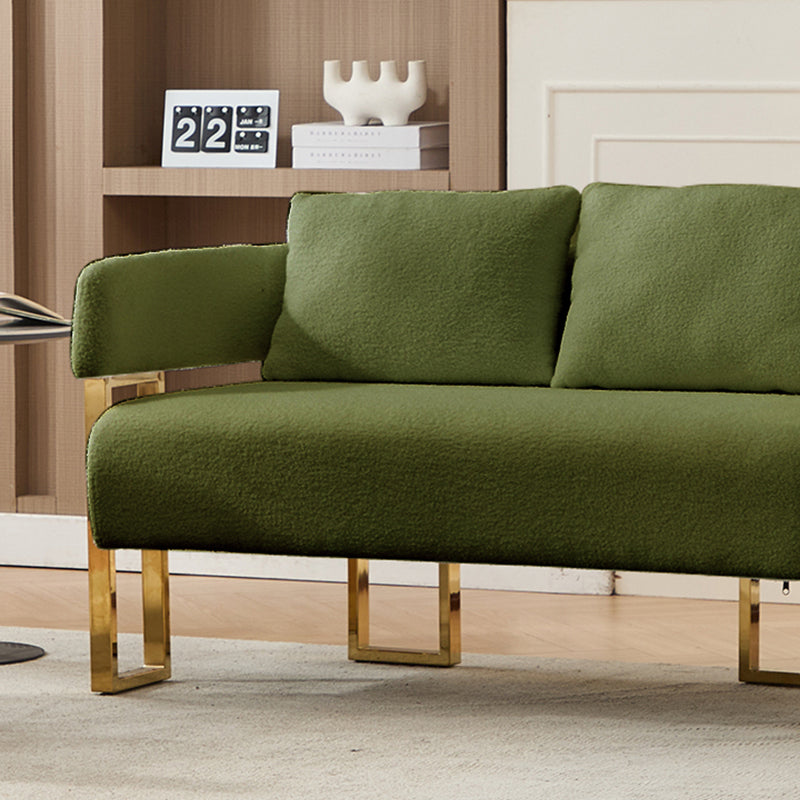 Modern Decorative Chair with Gold Metal Legs - Green