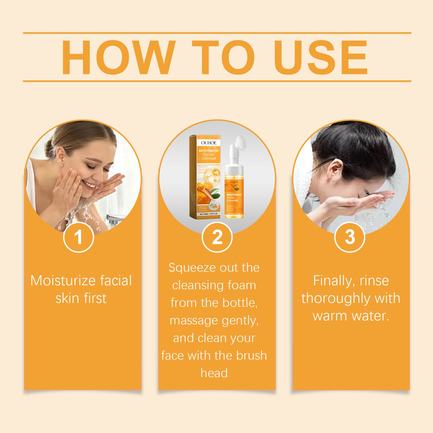 Turmeric Facial Cleanser with Built-in Brush Head for Acne Control