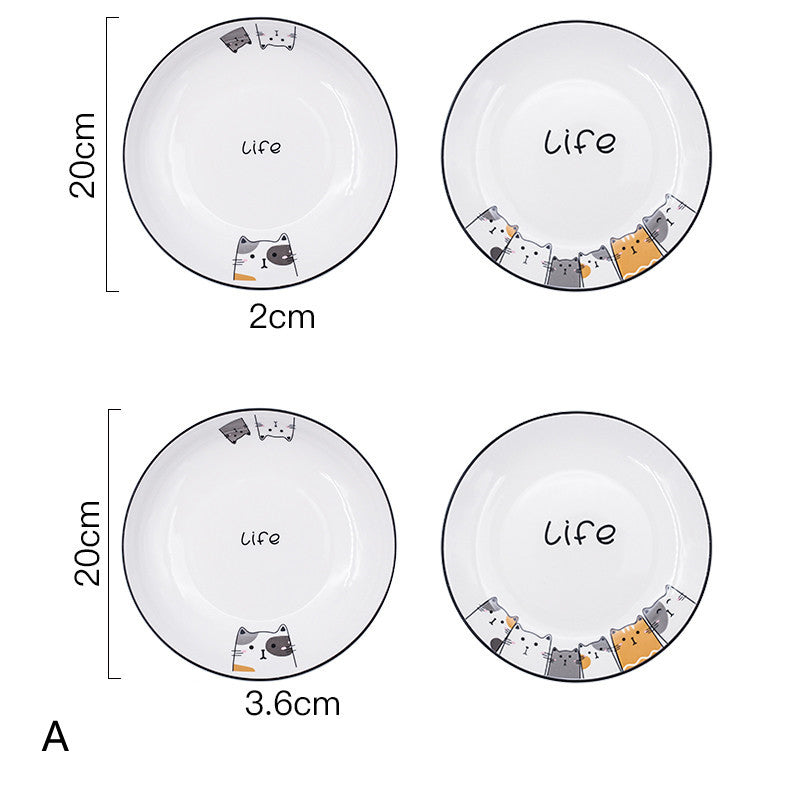 Ceramic Deep Plate Set for Kitchen & Dining - Nordic Style, 8-8.5 Inch