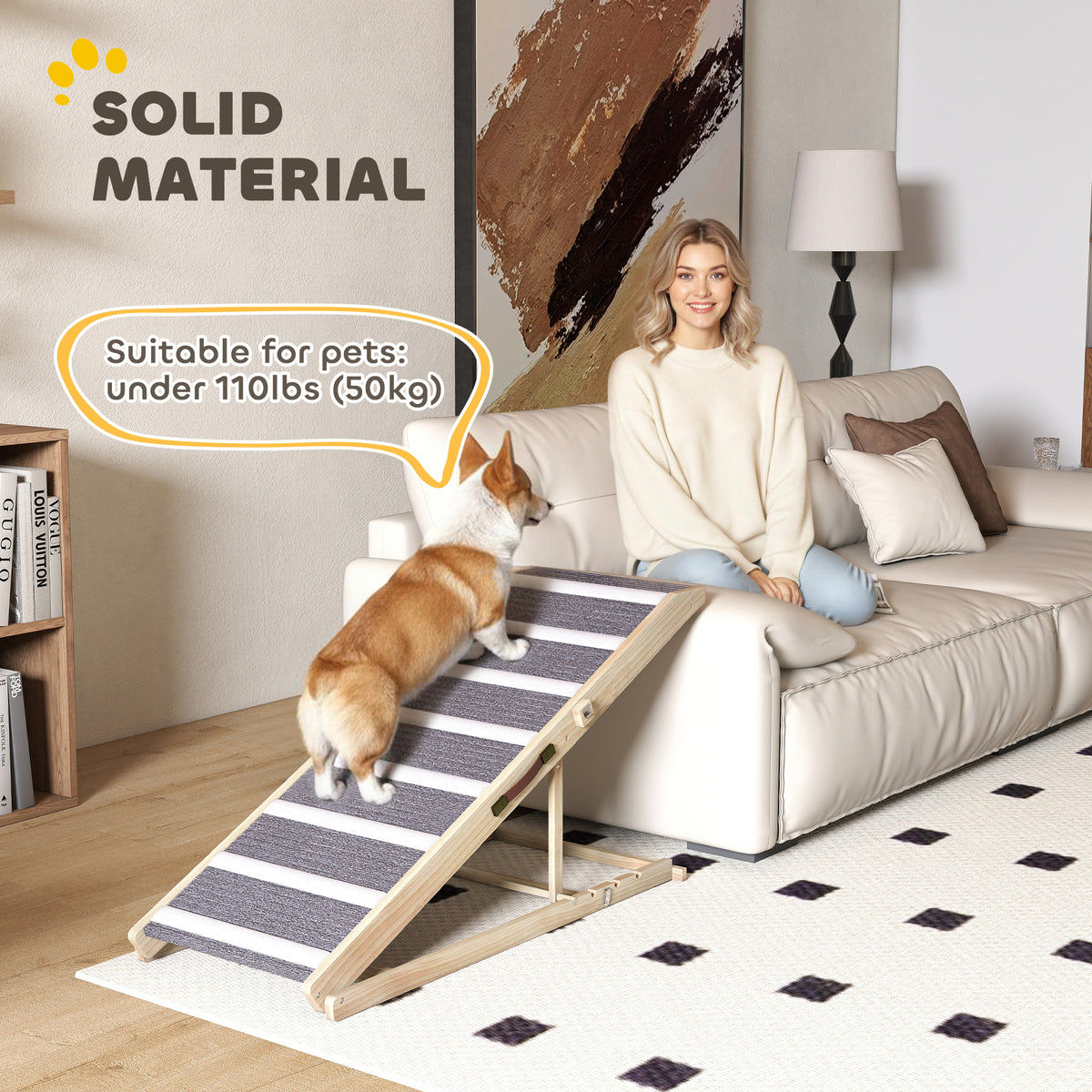 Foldable Dog Ramp for Couch and Car | Adjustable Height Pet Steps for Small to Large Dogs