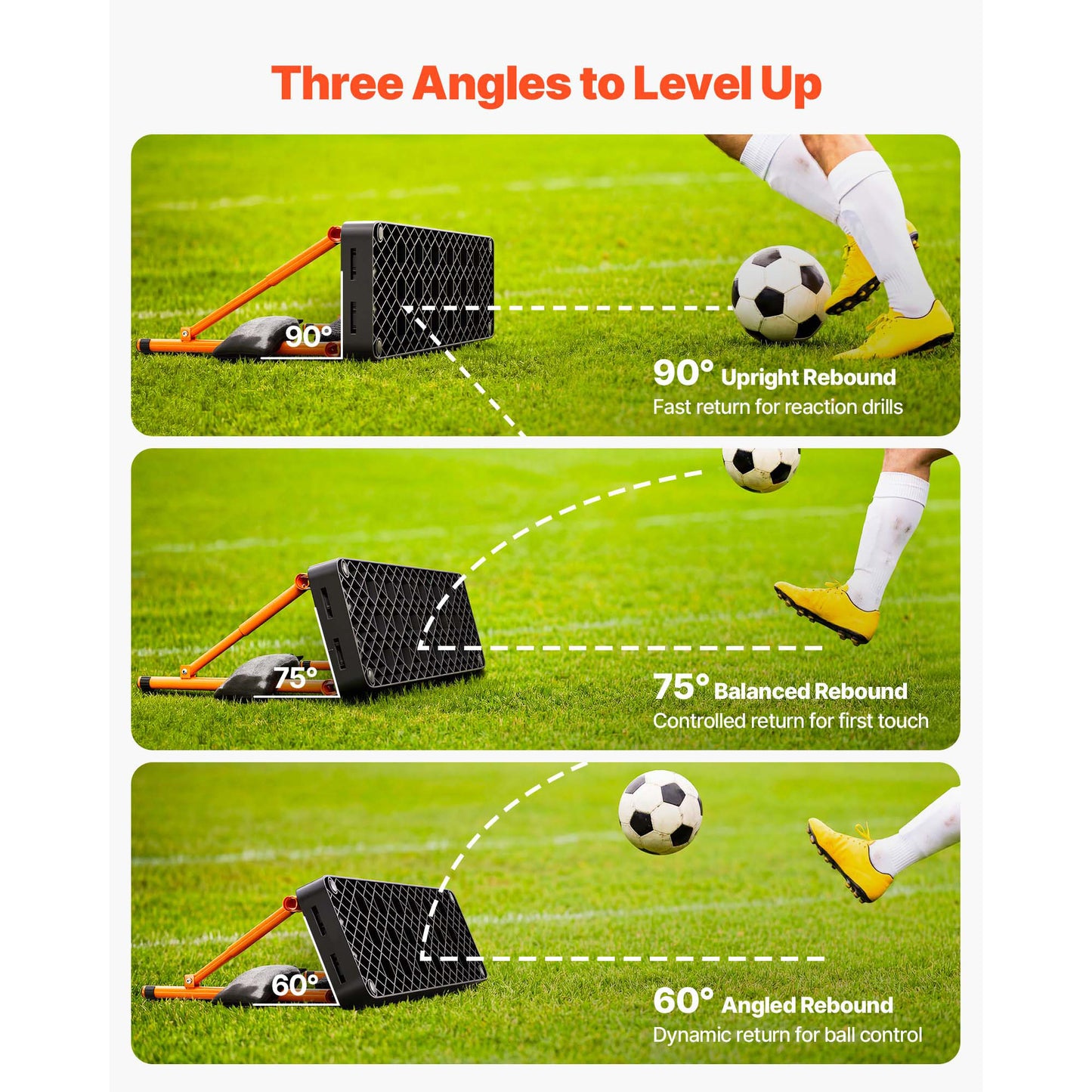 Portable Soccer Rebounder Board for Passing and Reaction Training - Adjustable Angles