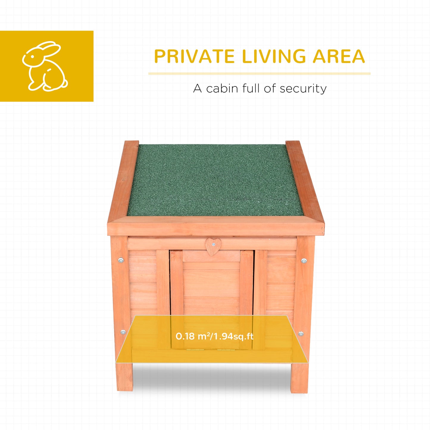 Outdoor Wooden Rabbit Hutch with Waterproof Roof - Small Animal Shelter