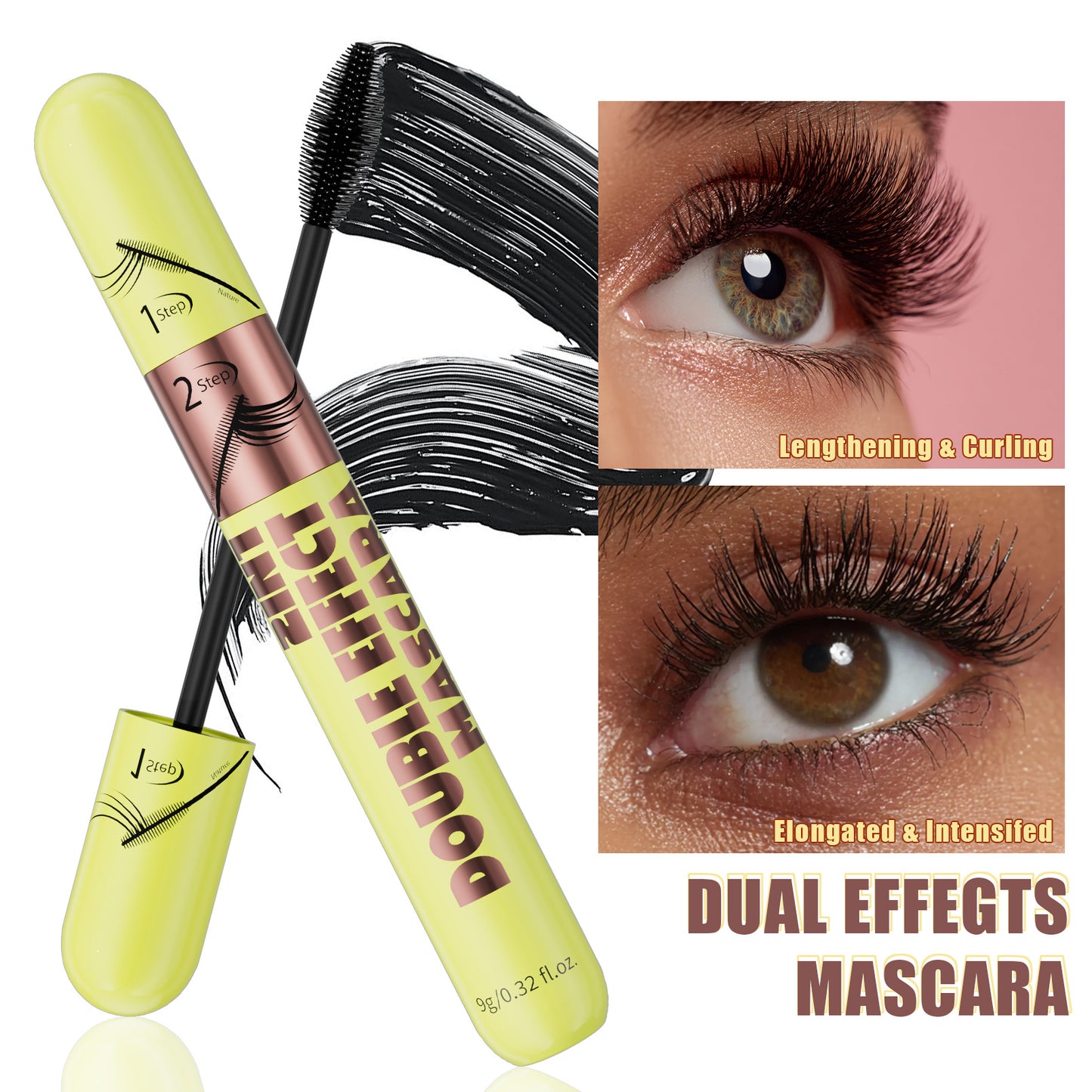 Long & Voluminous Waterproof Mascara - Natural Lengthening & Thickening