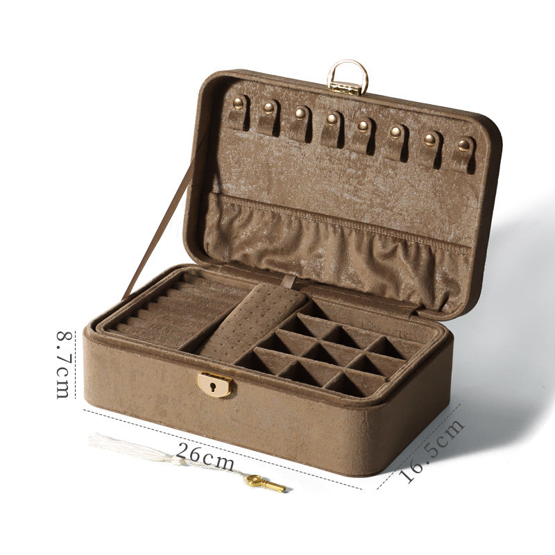 Double-Layer Jewelry Storage Box with Lock for Earrings & Bracelets