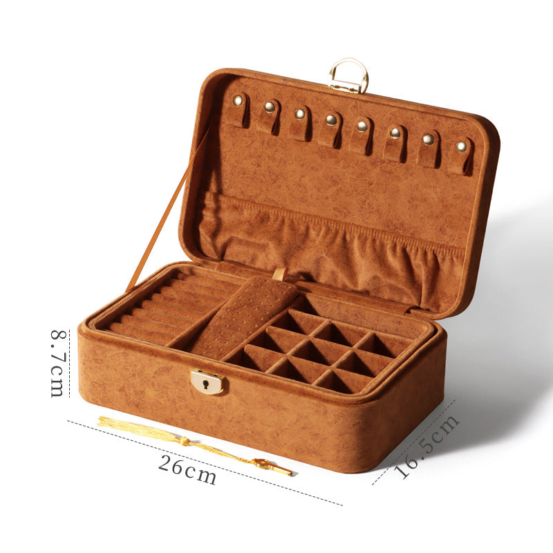 Double-Layer Jewelry Storage Box with Lock for Earrings & Bracelets