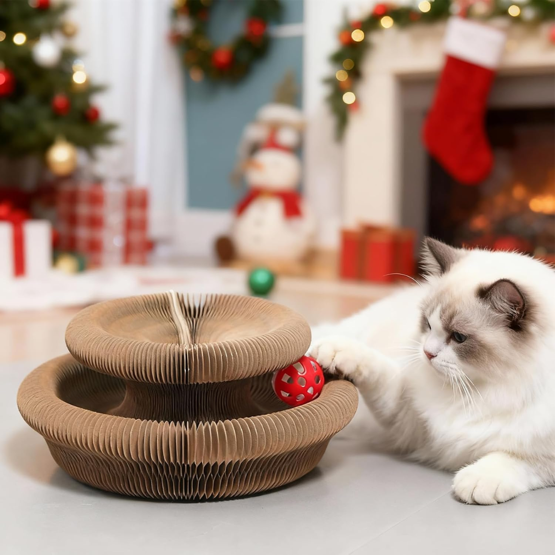 Interactive Cat Scratcher Toy for Indoor Cats - Brown