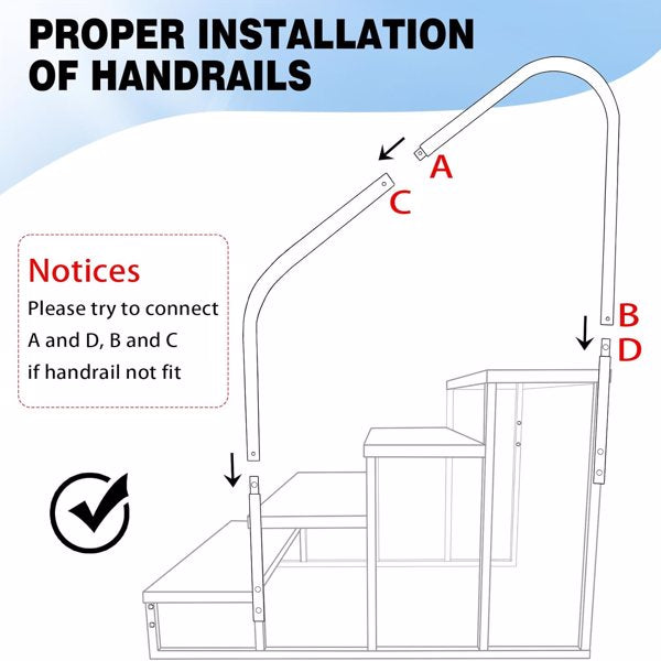 Heavy Duty Above Ground Pool Ladder with Handrail - 660 Lbs Capacity Hot Tub & Camper Steps