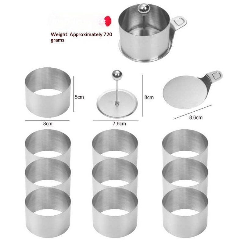 Heart-Shaped & Round Stainless Steel Cake Rings Set Baking Mold Kitchen