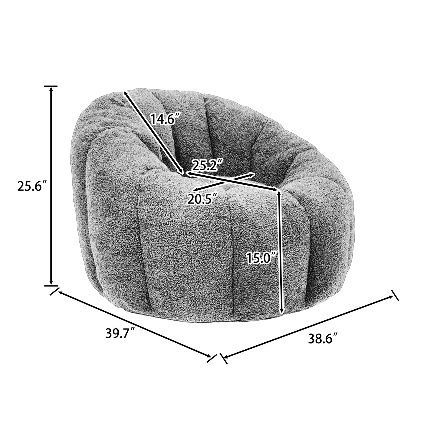 Bean Bag Chair, Sofa Chair With Armrests Stuffed High-Density Foam,