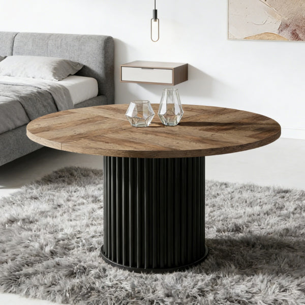 Round Dining Table - Modern Black Kitchen Table for 6