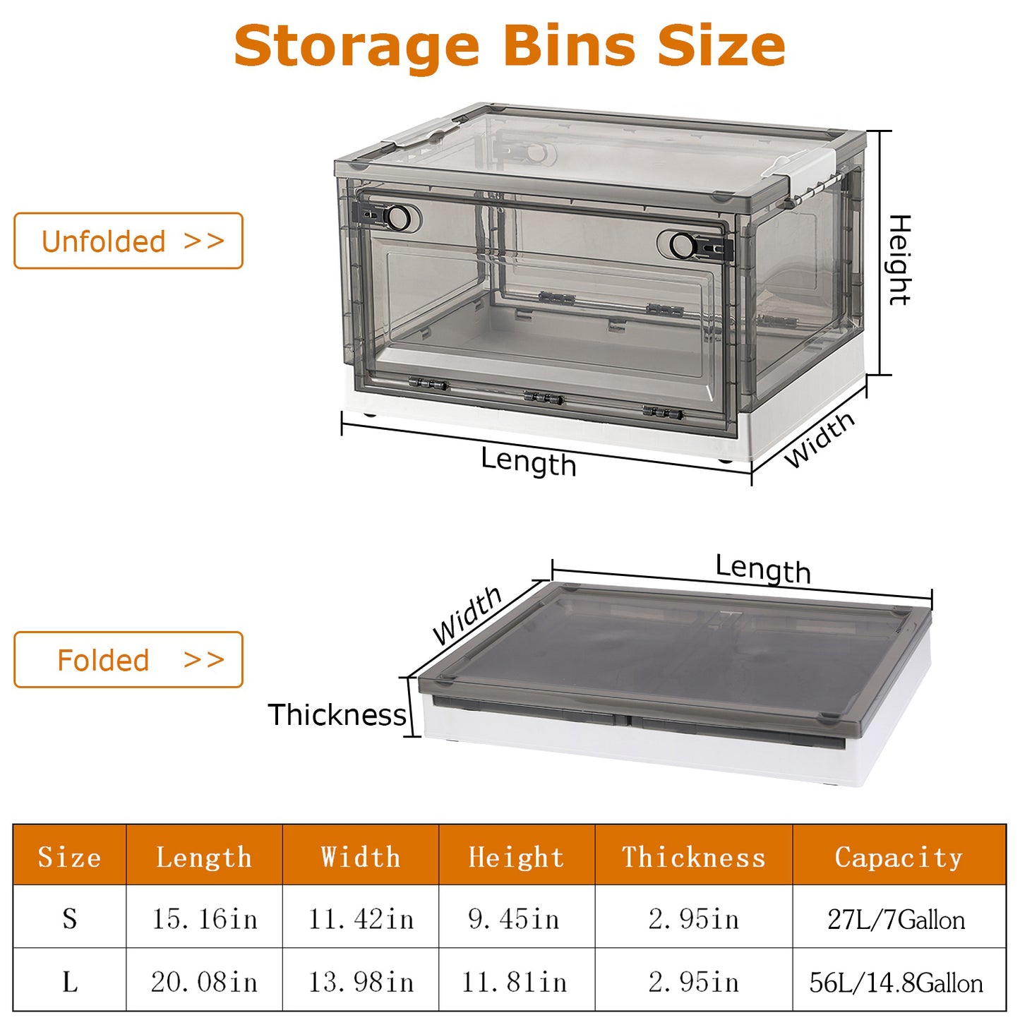 Foldable Storage Bins - Collapsible Organizer with Wheels