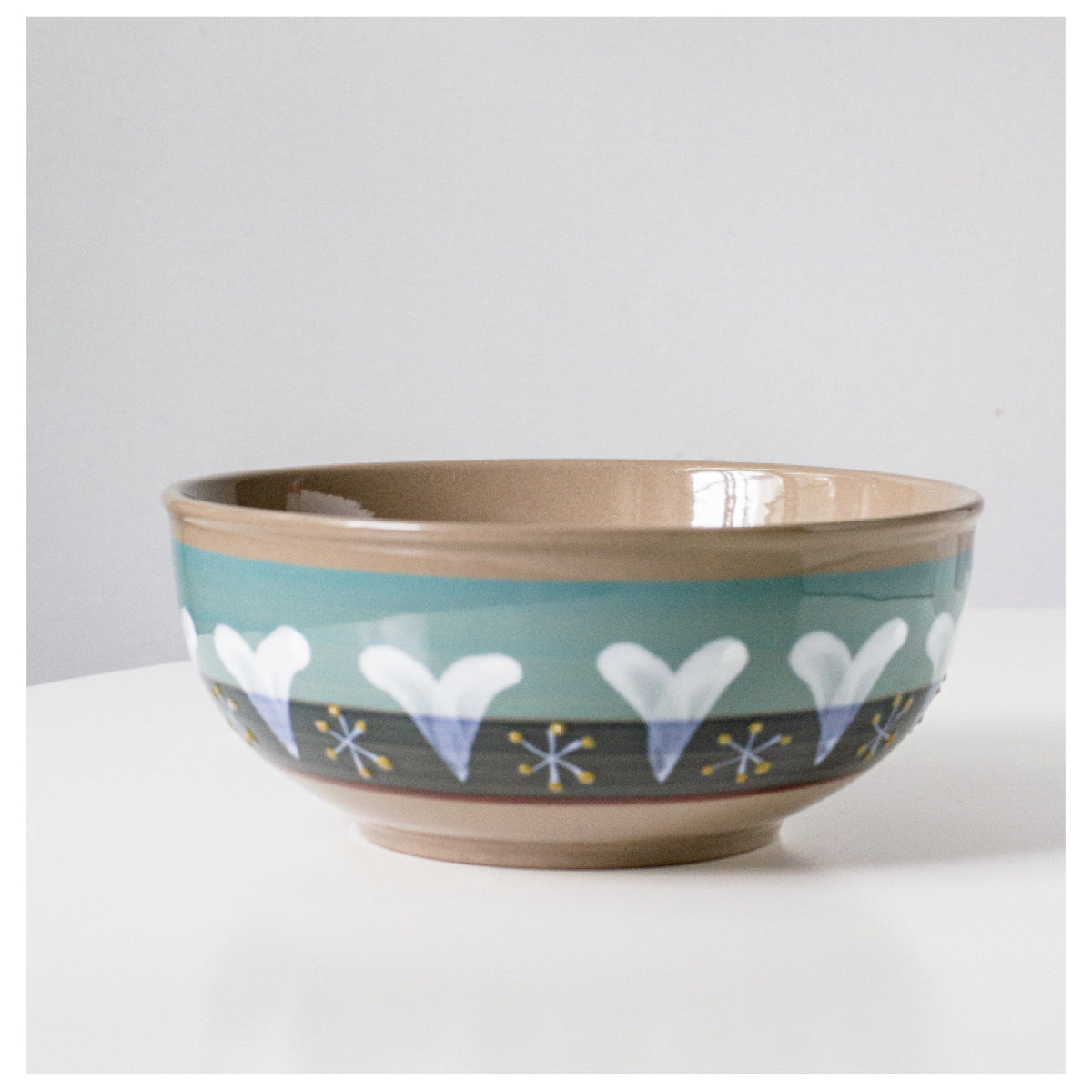 Hand Painted Ceramic Soup Bowl - Creative Flower Design, 7 Inch Multi-Color