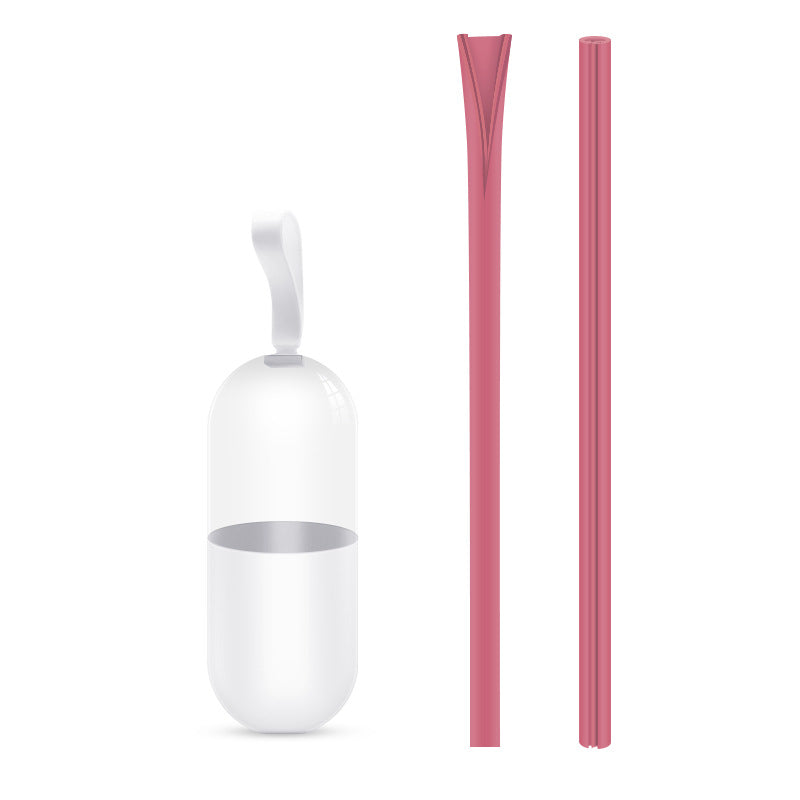 Detachable Silicone Folding Straw with Zipper Buckle - Reusable Drinkware