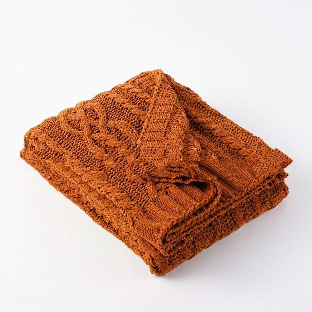 Heavy Weight Knitted Blanket - Thick Chenille Bed Cover for Home & Bedroom